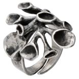 Sterling silver ring with the characteristic reindeer moss motif by Hannu Ikonen.