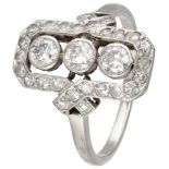 14K. White gold Art Deco dinner ring set with approx. 0.73 ct. diamond.
