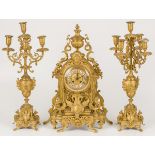 A (3) piece mantlepiece garniture set (chimney pendulum set), mechanism missing, France, 20th centur