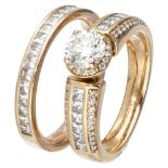 Set of two 18K. rose gold Luca Carati rings set with a total of approx. 1.52 ct. diamond.