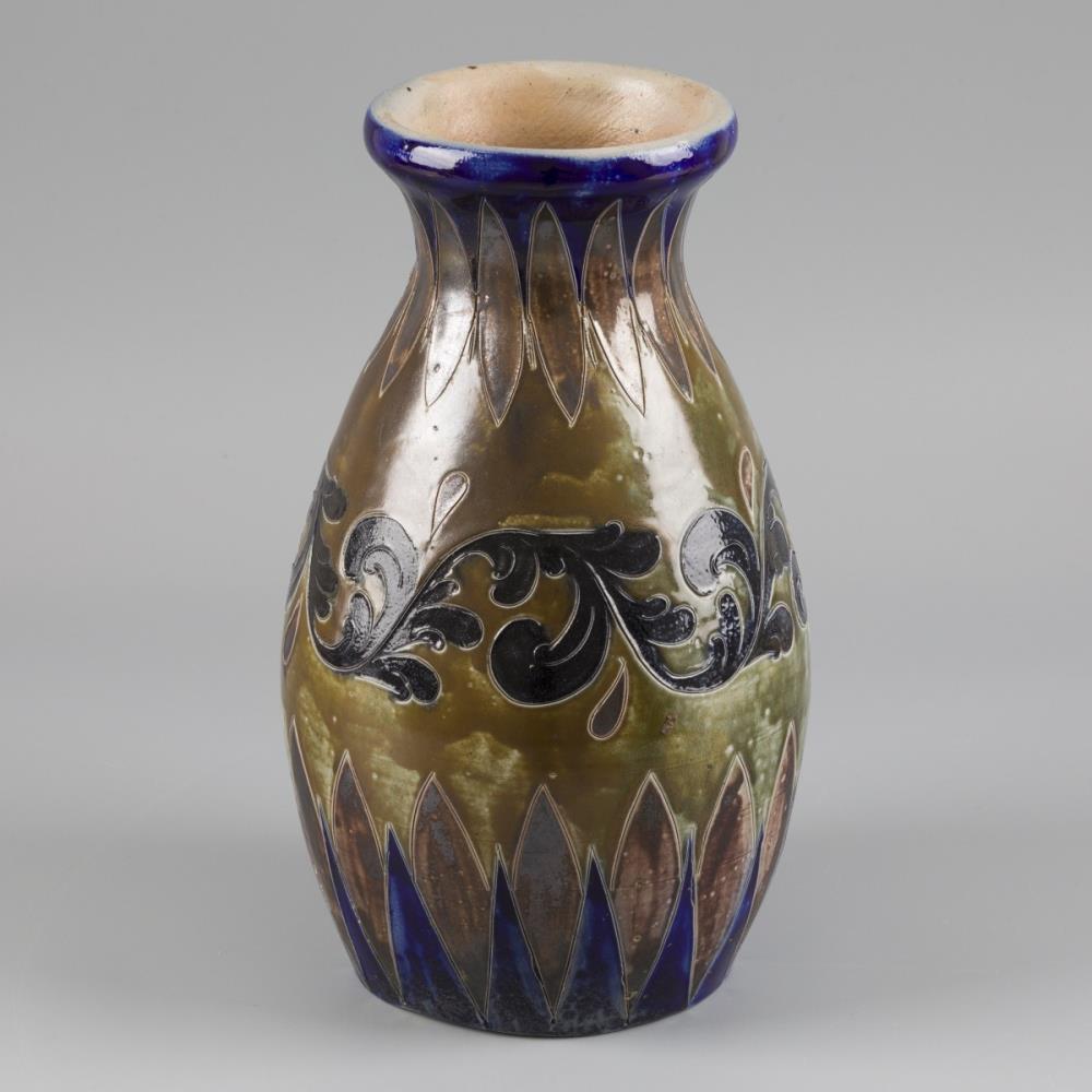 A ceramic vase with polychrome glazed decoration, West Germany, 3rd quarter 20th century.