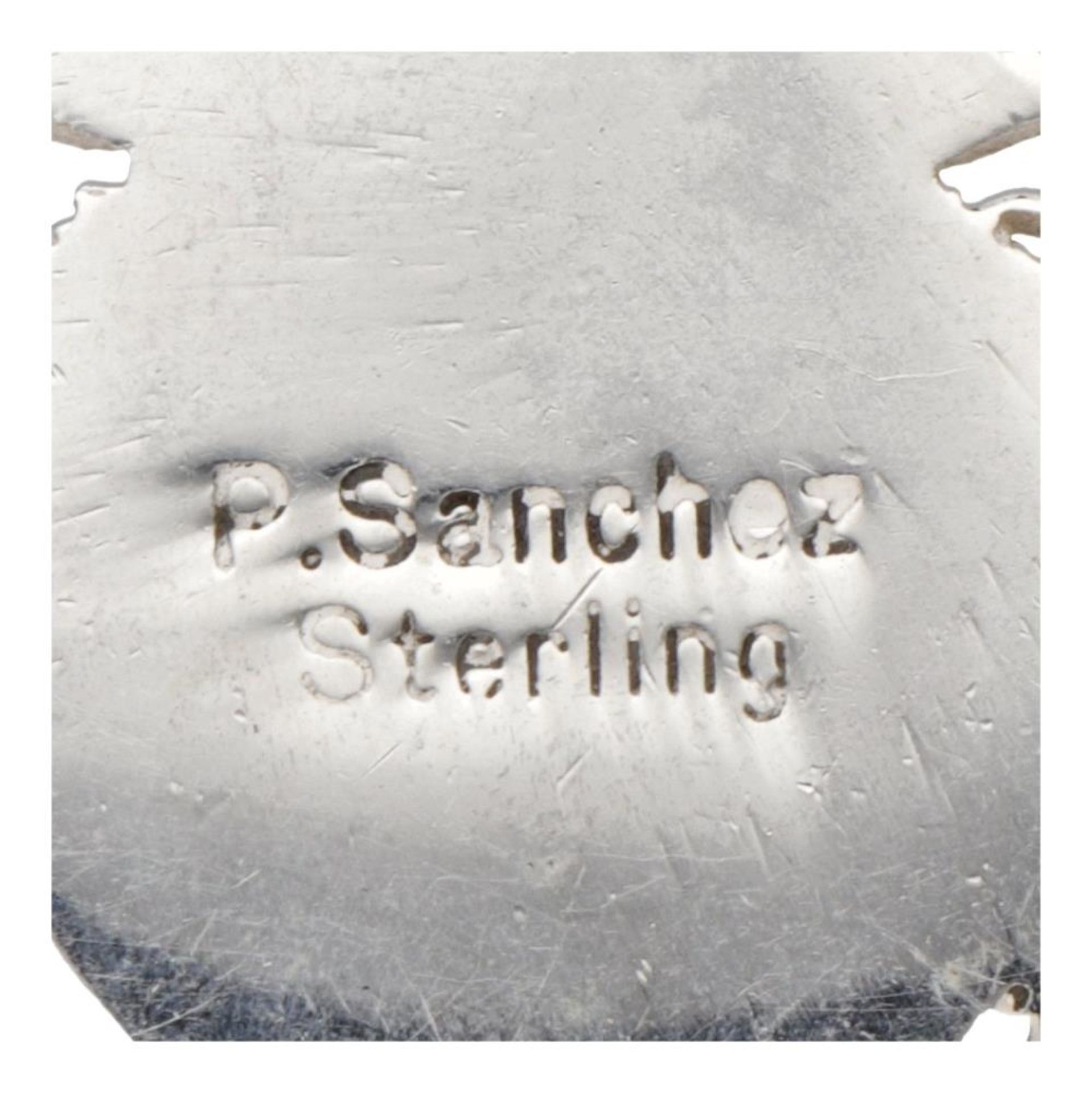 P. Sanchez sterling silver Navajo multi-stone pendant. - Image 6 of 6