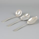 3 piece set of spoons / laddles "Haags Lofje" silver.