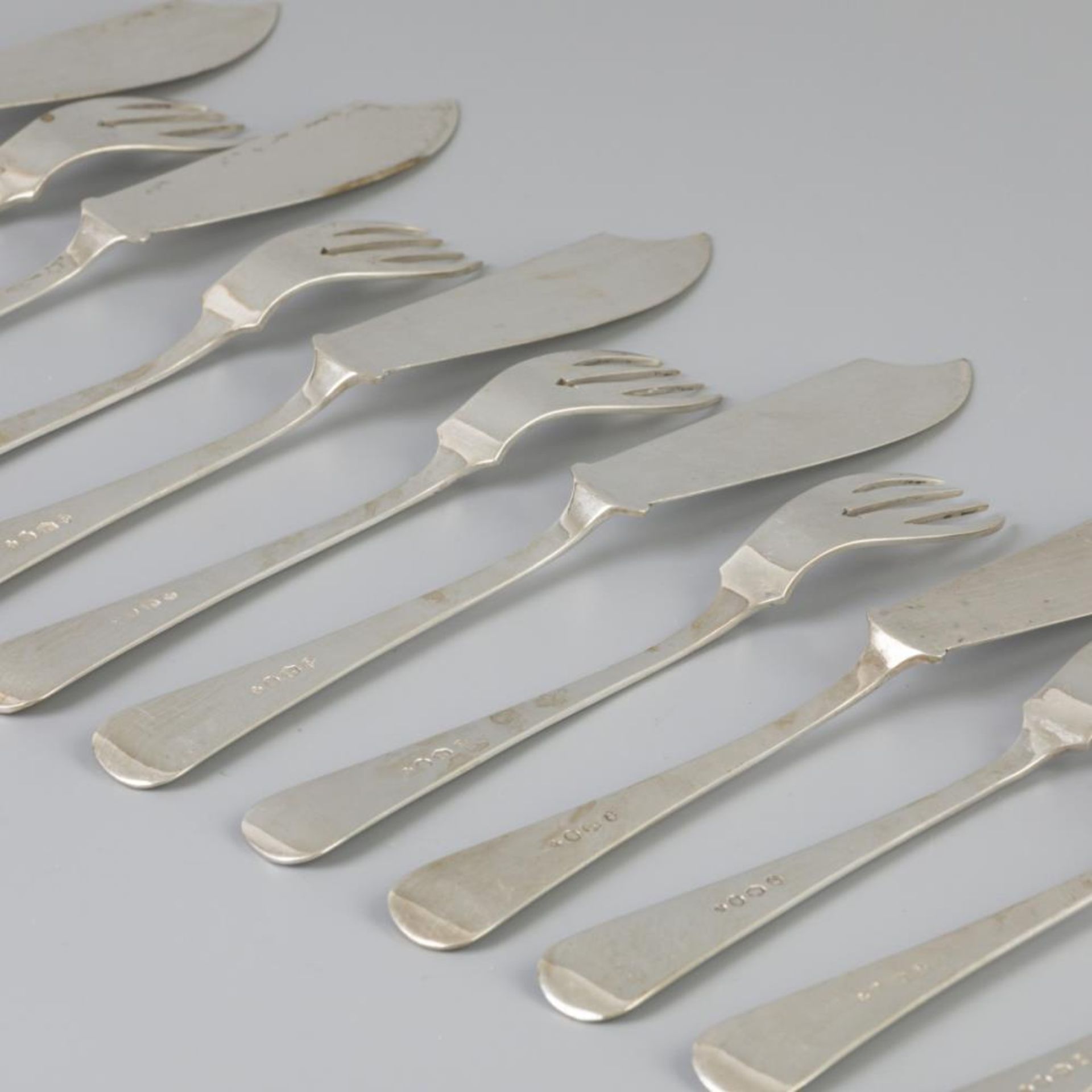 12 piece set fish cutlery "Haags Lofje" silver. - Bild 4 aus 5
