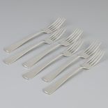 6 piece set dinner forks "Haags Lofje" silver.