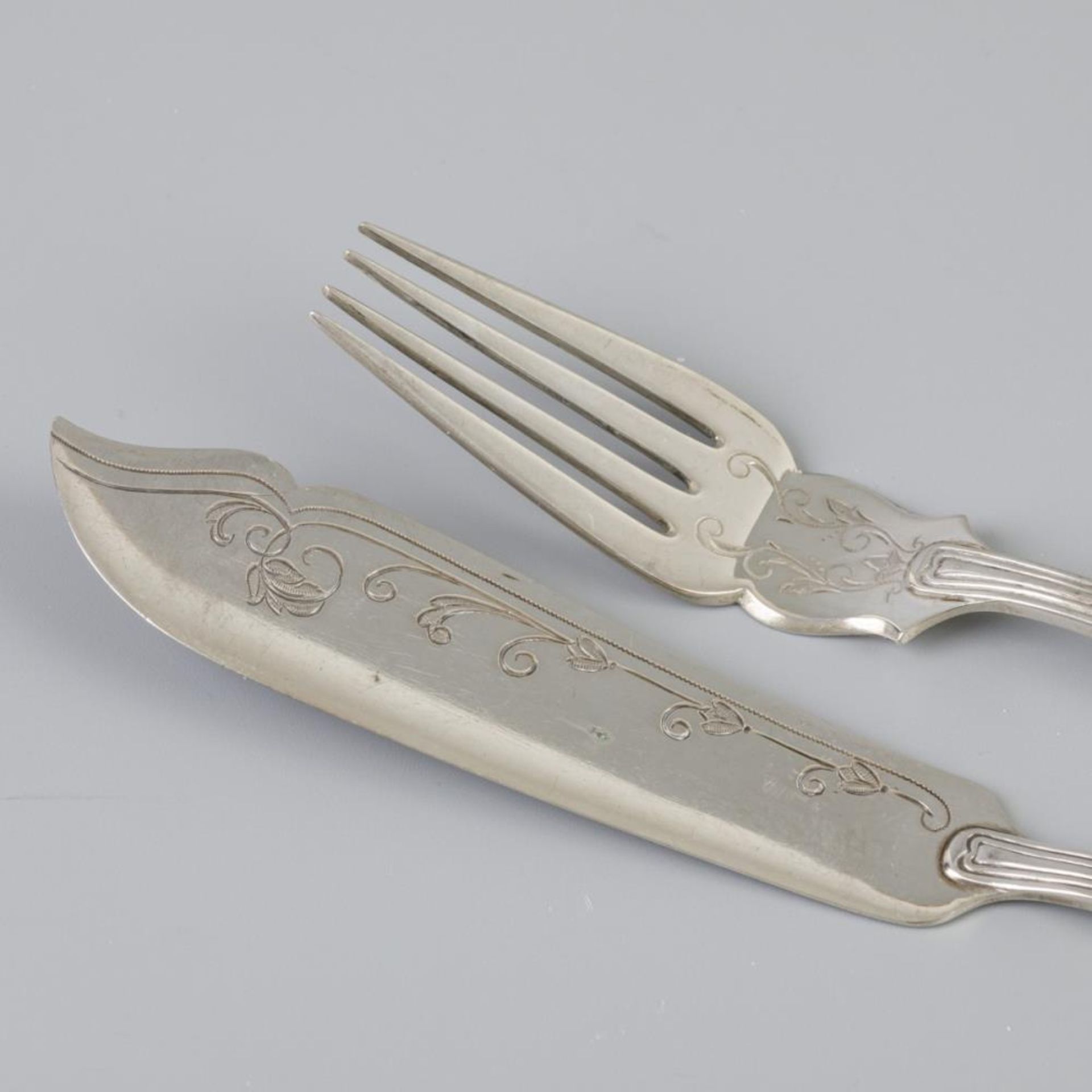 12 piece silver fish cutlery set. - Bild 5 aus 6