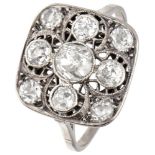 14K. White gold openwork Art Deco ring set with approx. 1.75 ct. diamond.