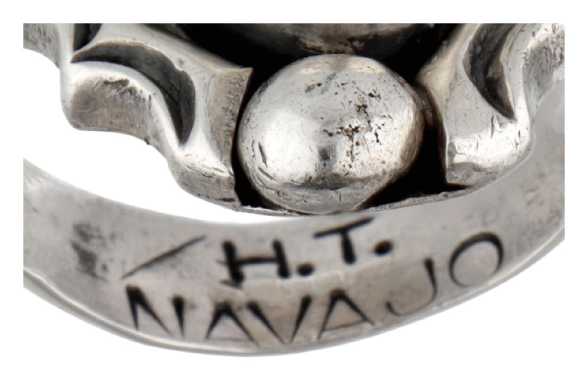 Harold Trujillo Navajo sterling silver Native American turquoise ring. - Image 5 of 6