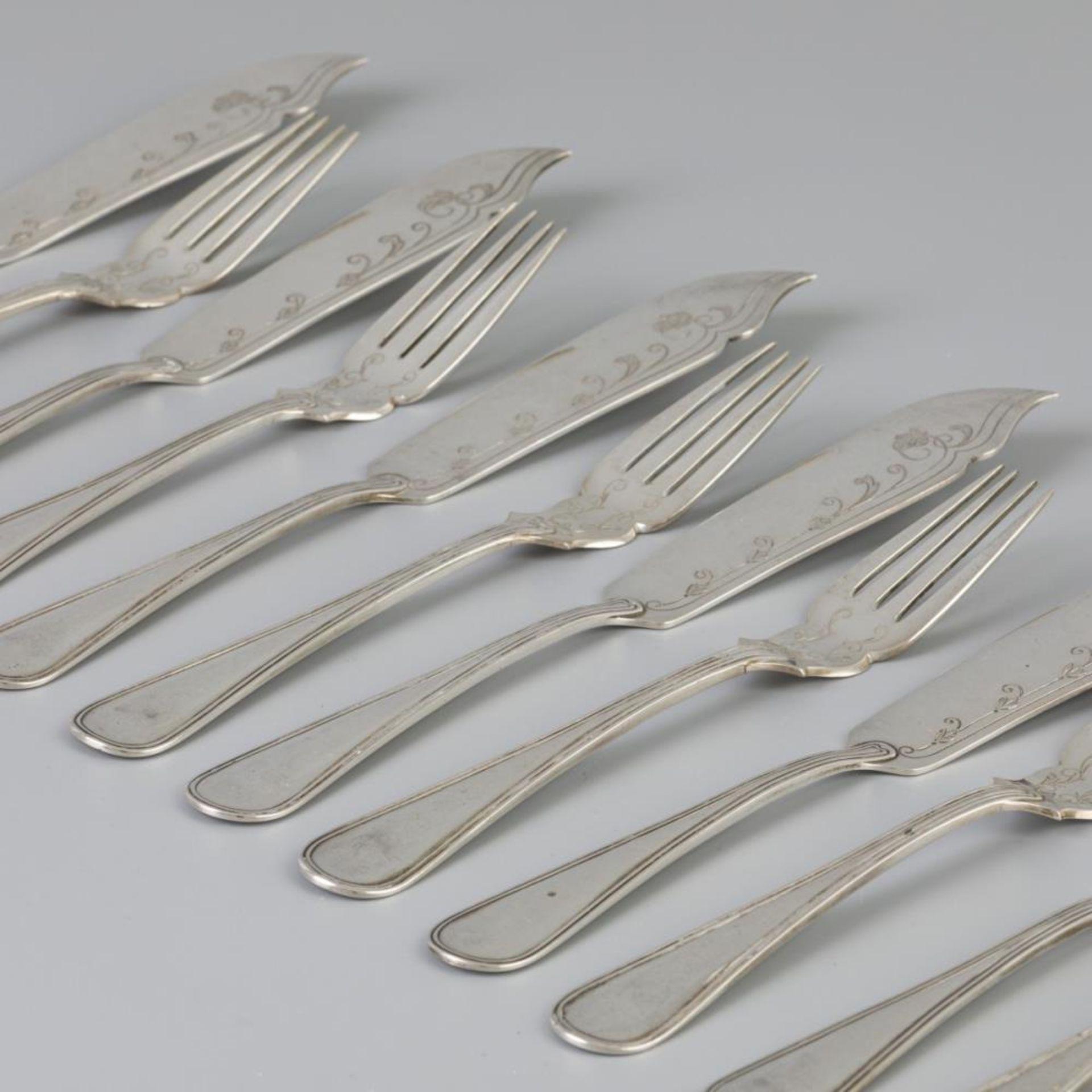 12 piece silver fish cutlery set. - Bild 2 aus 6