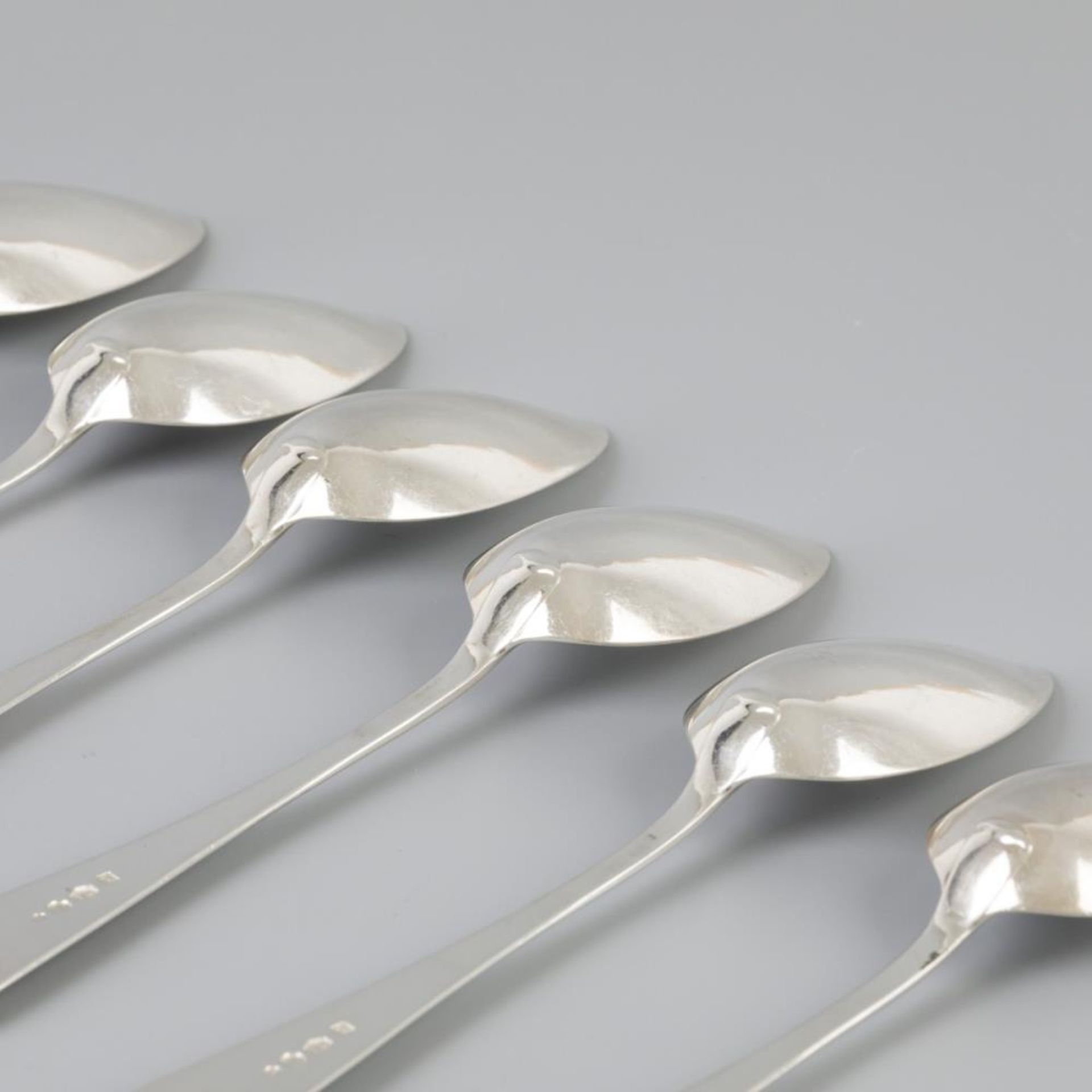 6 piece set of spoons "Haags Lofje" silver. - Bild 3 aus 6