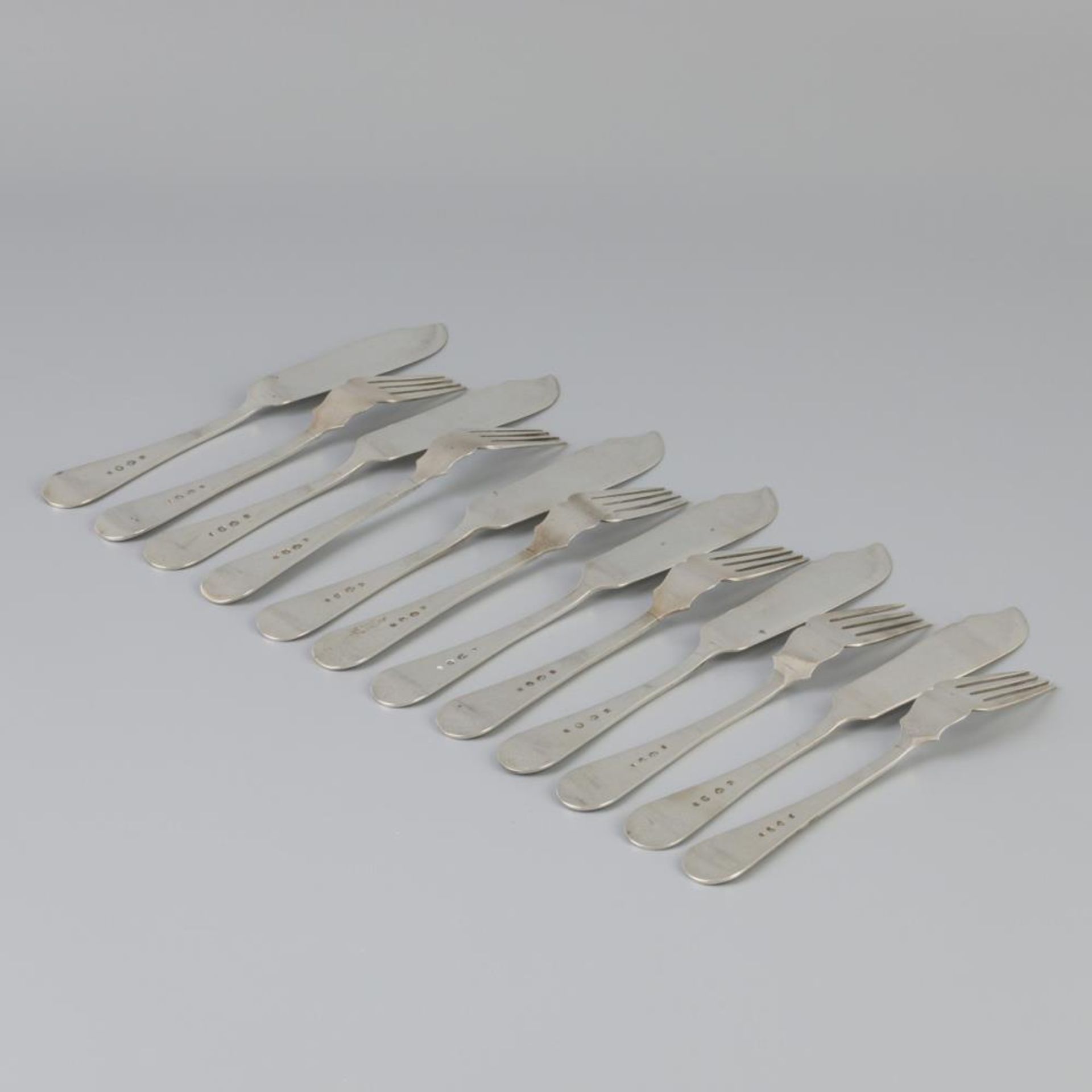 12 piece silver fish cutlery set. - Bild 3 aus 6