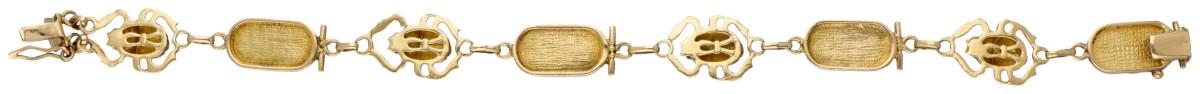 14K. Yellow gold Revival bracelet with hieroglyphs and scarabs. - Image 5 of 6