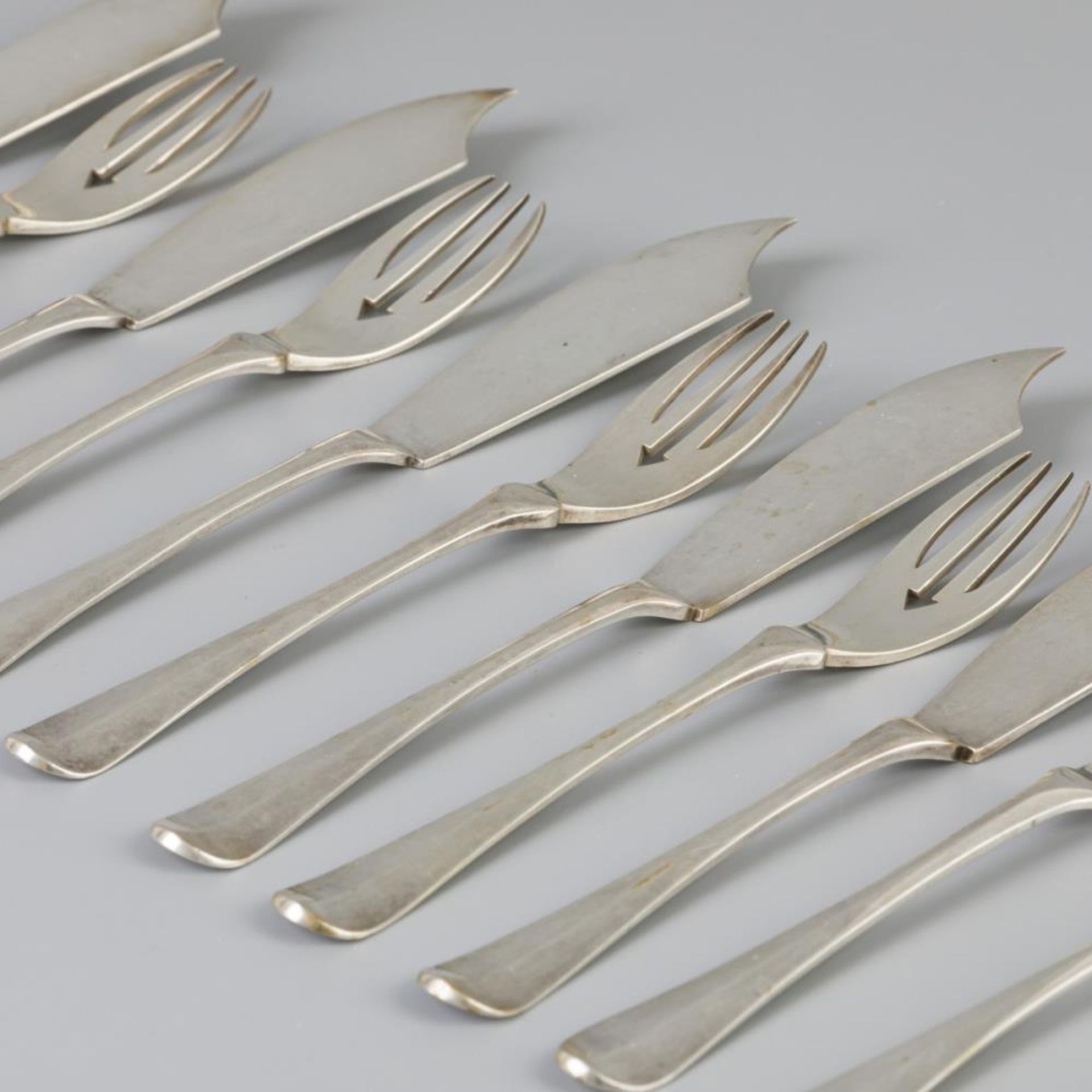 12 piece silver fish cutlery set. - Bild 2 aus 5