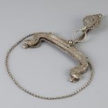 Bag bracket with skirt hook silver.