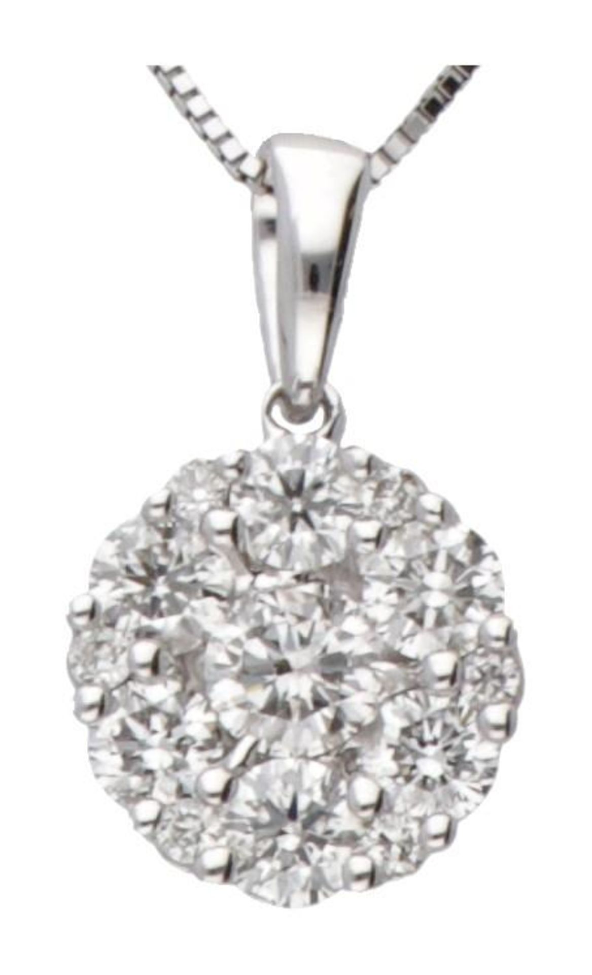 14K. White gold necklace with cluster pendant set with approx. 0.50 ct. diamond. - Image 4 of 6