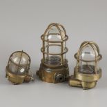 A lot comprising (3) various storm- cage lamps, South Korea(?), 20th century.