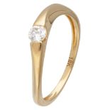 18K. Yellow gold solitaire ring set with approx. 0.18 ct. diamond.