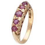 14K. Rose gold vintage alliance ring set with approx. 0.47 ct. natural ruby.
