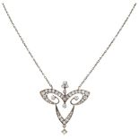 BLA silver necklace and 14K. rose gold Art Nouveau pendant set with approx. 1.07 ct. diamond.
