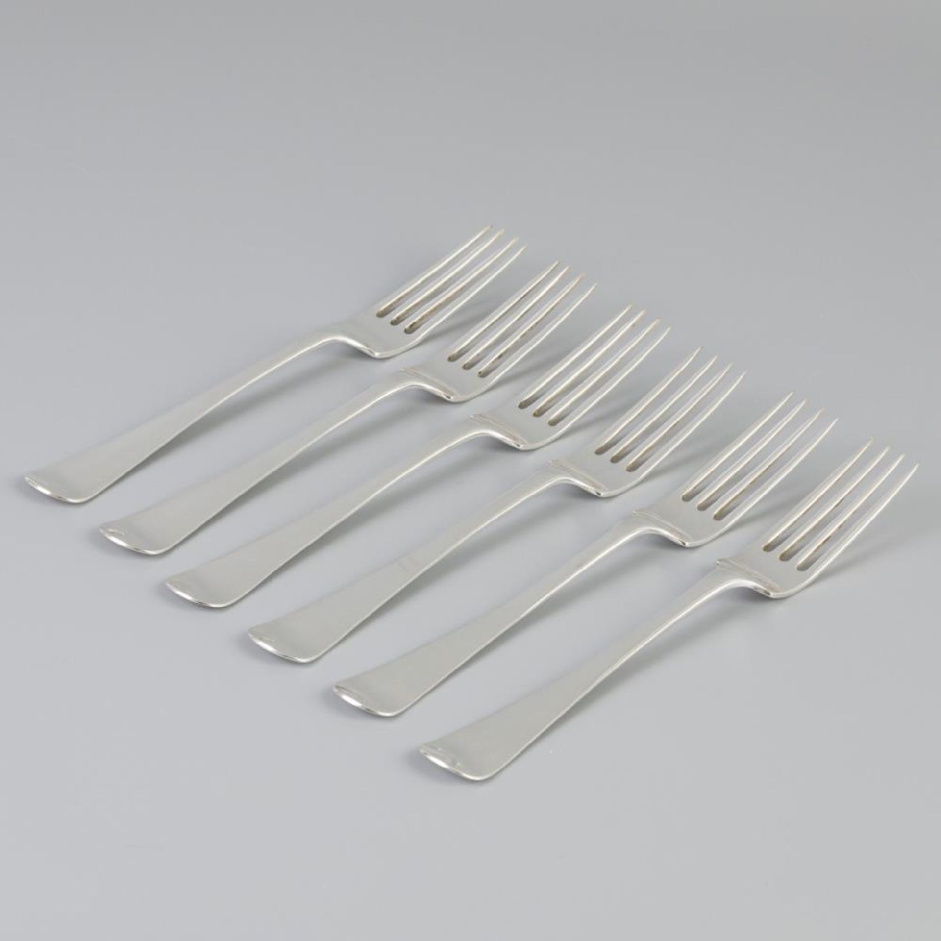 6 piece set dinner forks "Haags Lofje" silver.