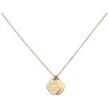 'Please Return to Tiffany & Co.' 18K. yellow gold necklace with two heart-shaped pendants.