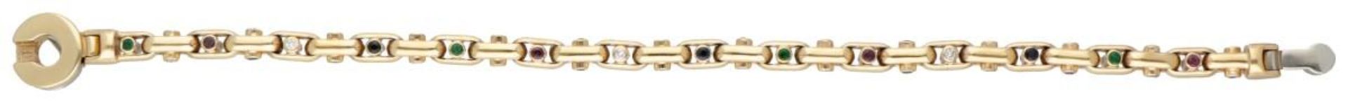 14K. Yellow gold bracelet set with approx. 0.28 ct. diamond and ruby, sapphire and emerald. - Image 4 of 8