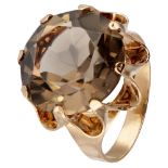 14K. Rose gold Finnish design ring set with approx. 11.36 ct. smoky quartz.