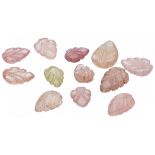 Lot of 12 natural sapphires depicting leaves 7.69 ct.