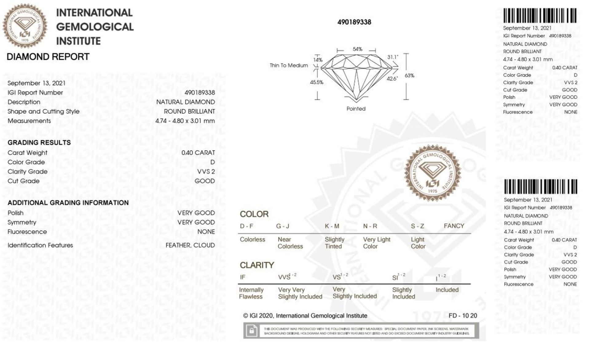 IGI certified brilliant cut natural diamond of 0.40 ct. - Image 8 of 8
