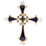 'The Midnight Sapphire Cross' 18K. yellow gold pendant from the House of Igor Carl Fabergé.