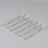 6 piece set dinner forks "Haags Lofje" silver.