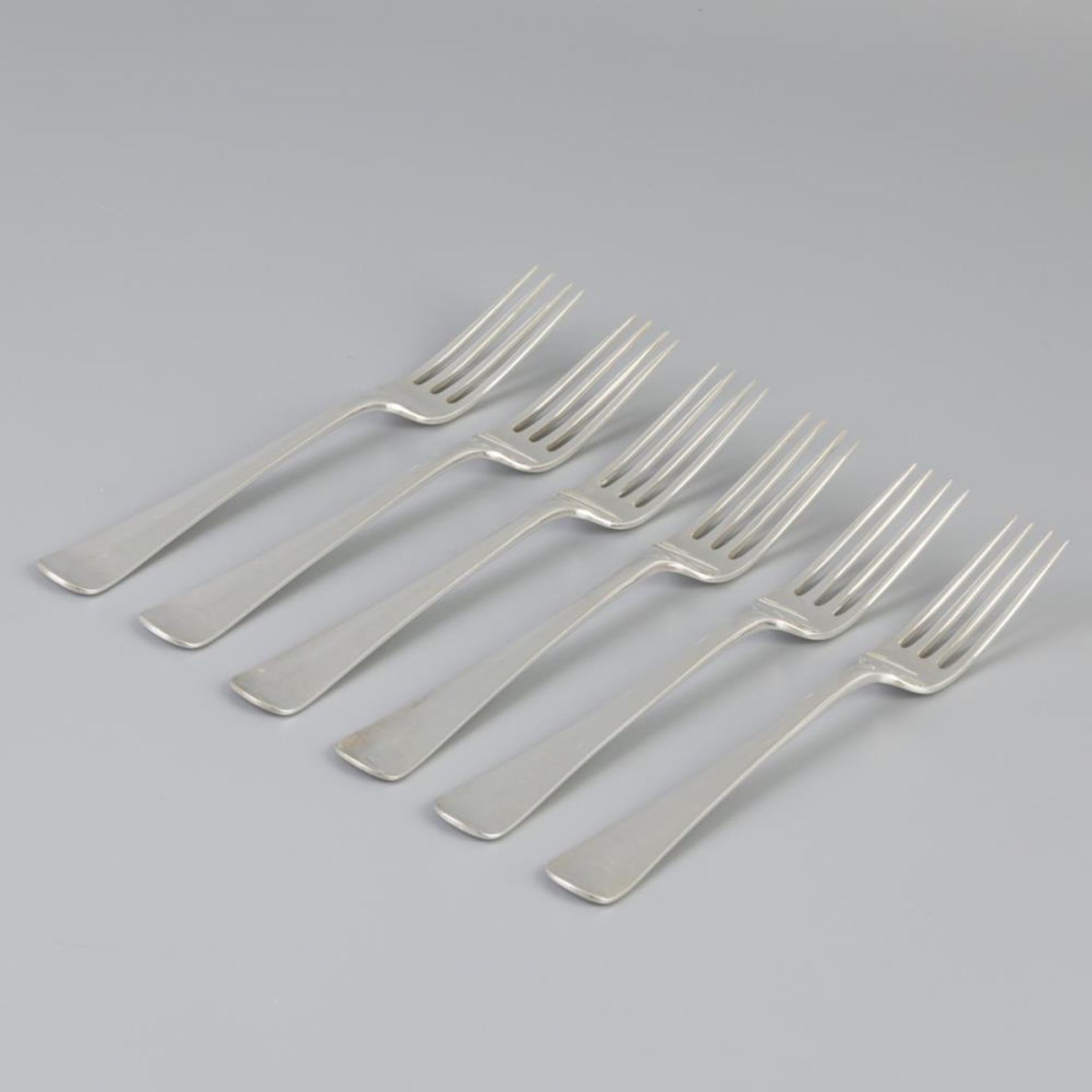 6 piece set dinner forks "Haags Lofje" silver.