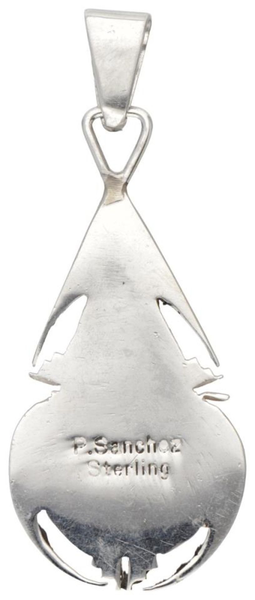 P. Sanchez sterling silver Navajo multi-stone pendant. - Image 4 of 6