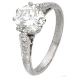 Pt 850 Platinum Art Deco ring set with approx. 1.38 ct. diamond.