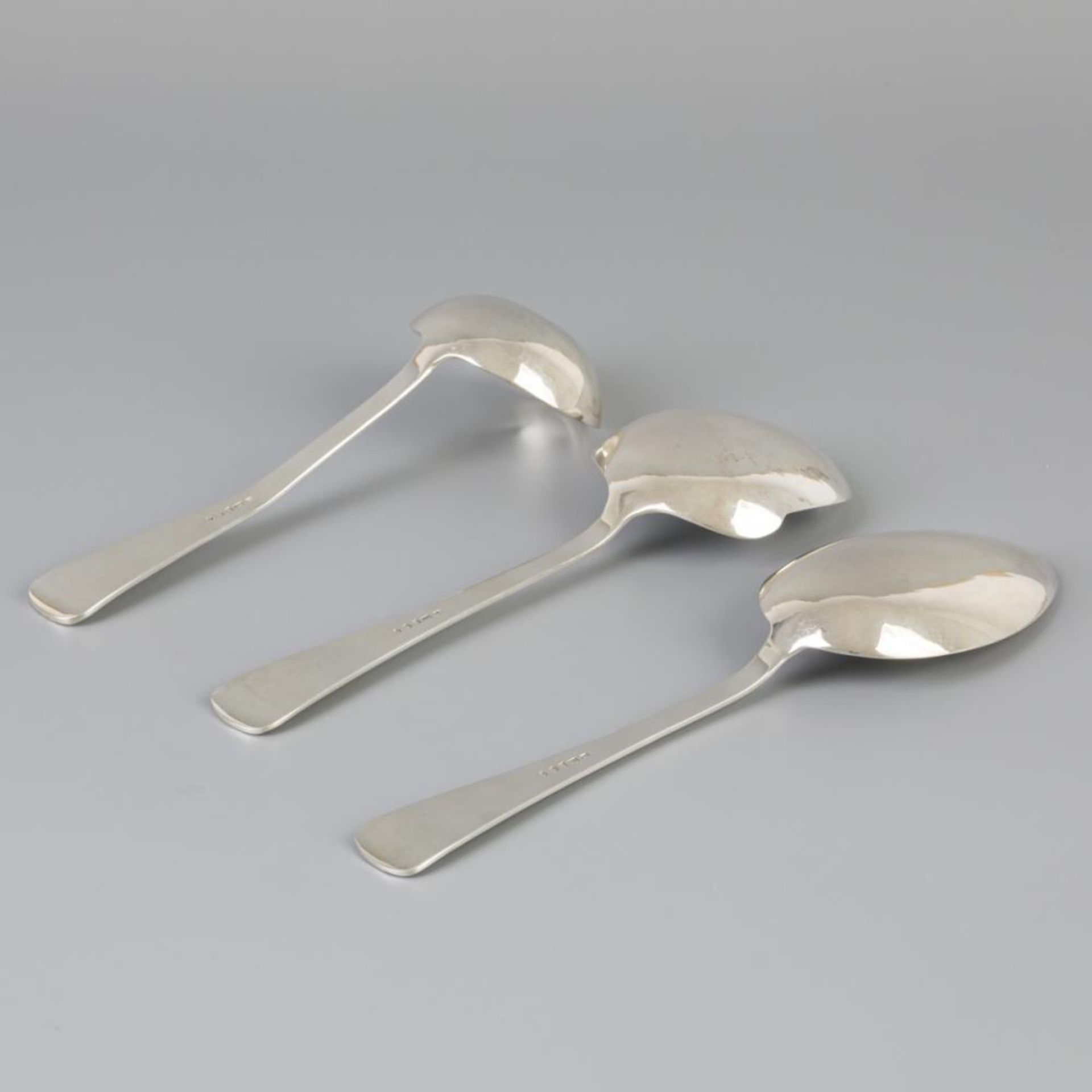 3 piece set of spoons / laddles "Haags Lofje" silver. - Image 3 of 5