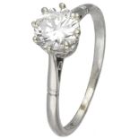 Pt 950 Platinum solitaire ring set with approx. 1.00 ct. diamond.