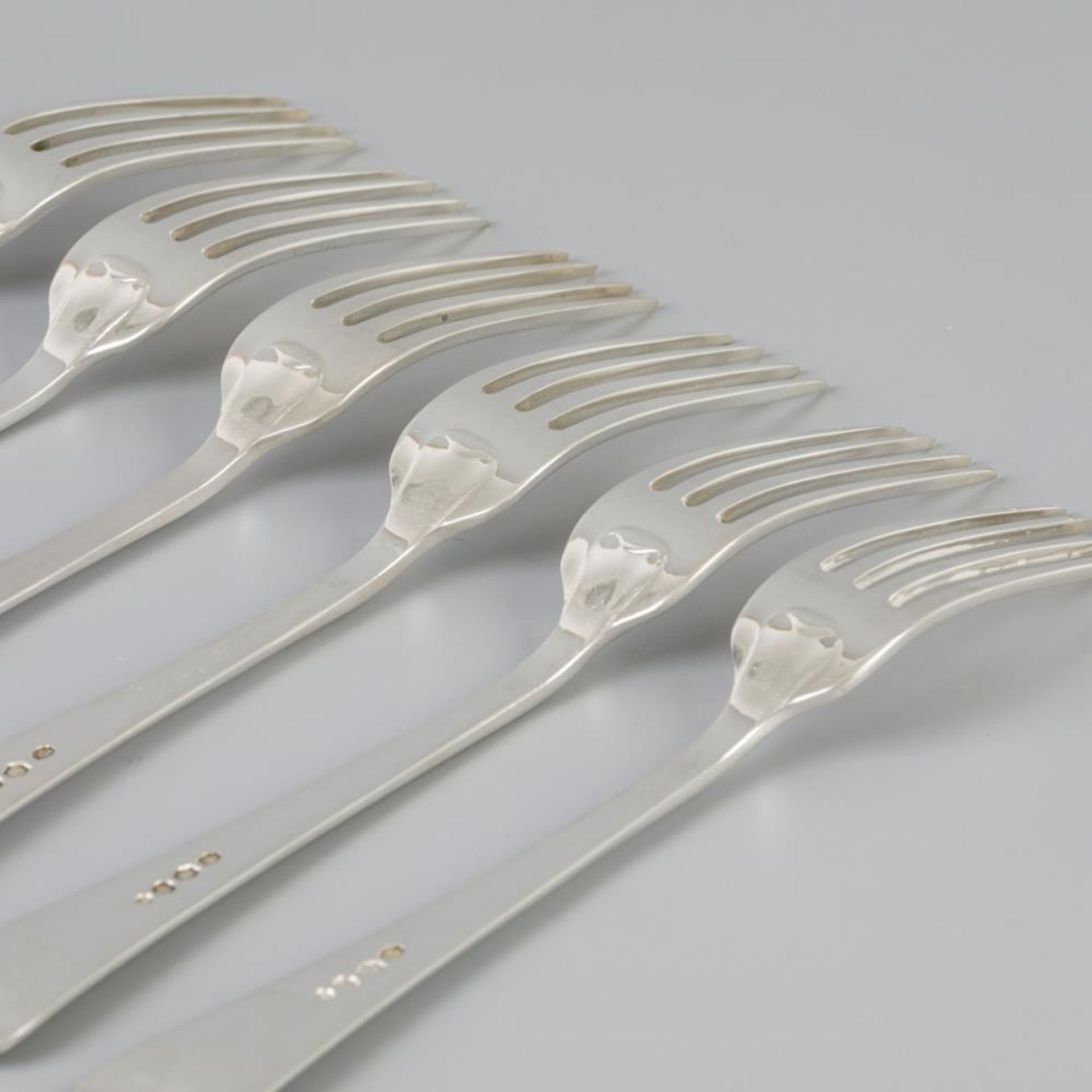6 piece set dinner forks "Haags Lofje" silver. - Bild 4 aus 6