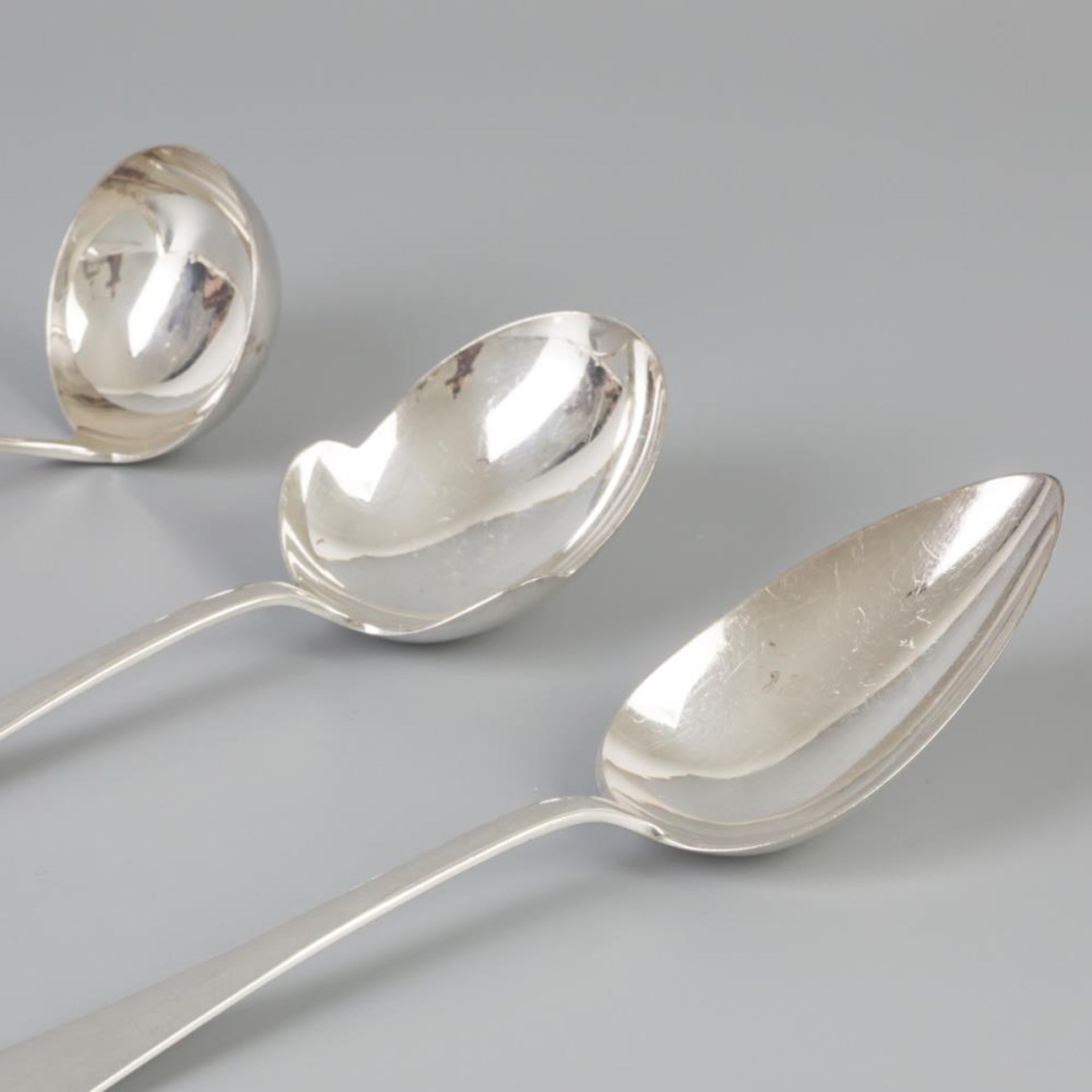3 piece set of ladles "Haags Lofje" silver. - Bild 2 aus 7