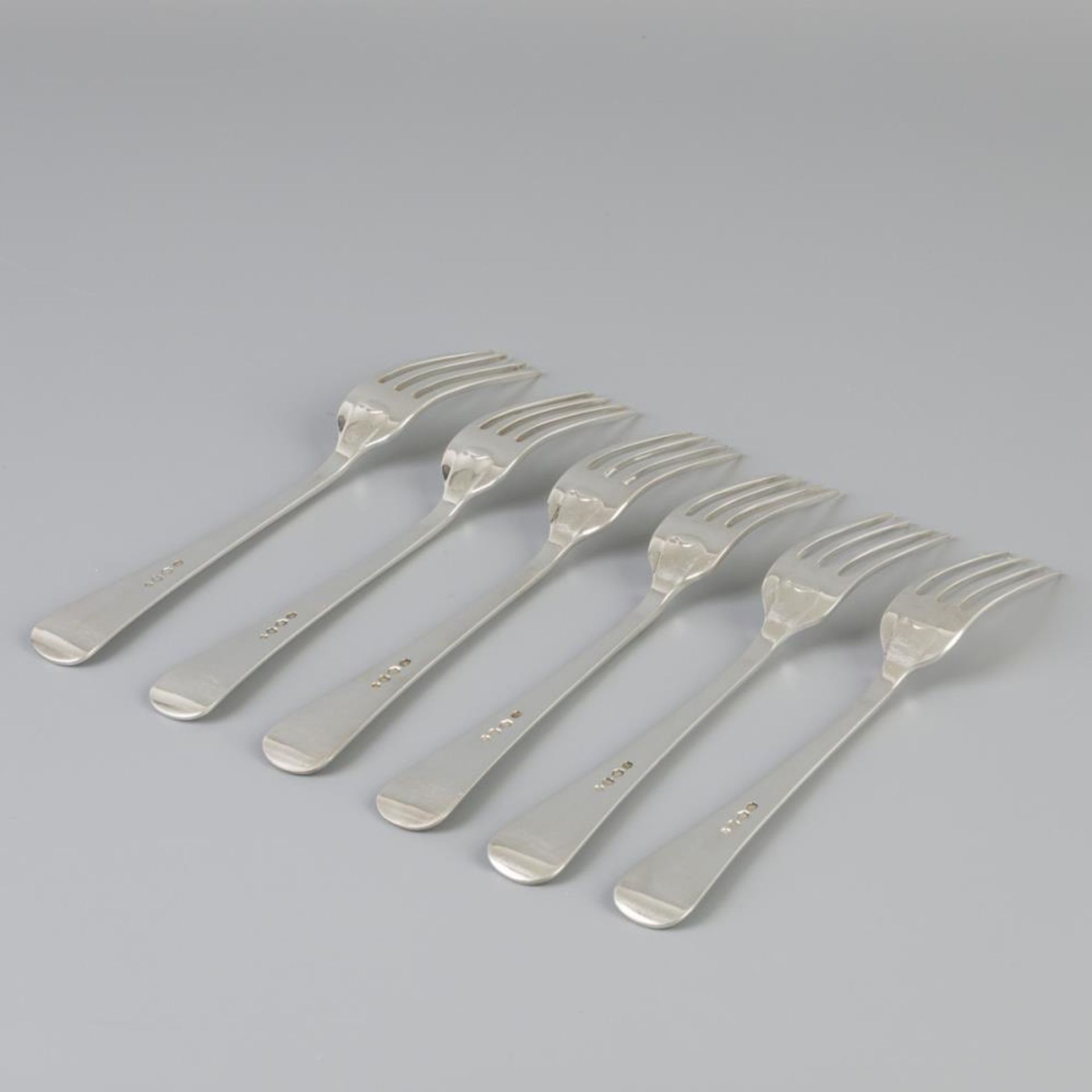 6 piece set dinner forks "Haags Lofje" silver. - Image 3 of 6