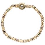 14K. Yellow gold bracelet set with approx. 0.28 ct. diamond and ruby, sapphire and emerald.