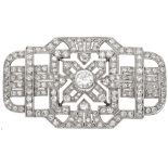 Pt 950 Platinum openwork Art Deco brooch set with approx. 3.15 ct. diamond.