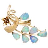 BLA 9K. yellow gold vintage brooch set with approx. 6.30 ct. precious opal.