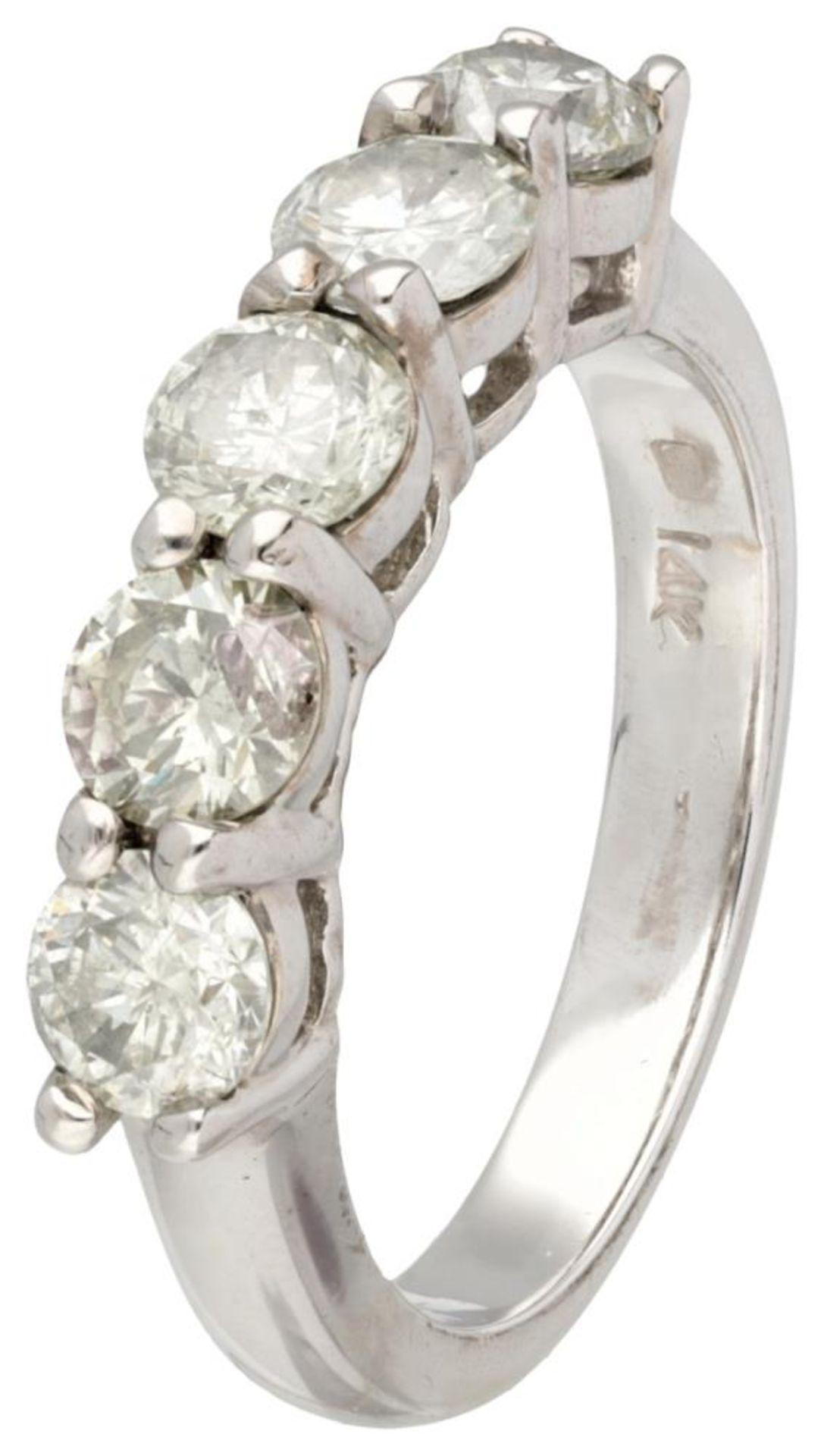14K. White gold alliance ring set with approx. 1.47 ct. diamond. - Image 2 of 4