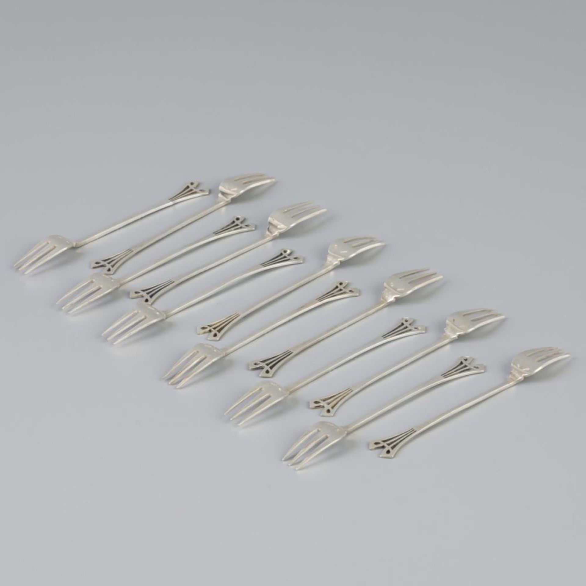 12 piece set silver pastry forks. - Image 3 of 6