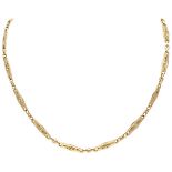14K. Yellow gold Art Nouveau necklace with navette-shaped links.