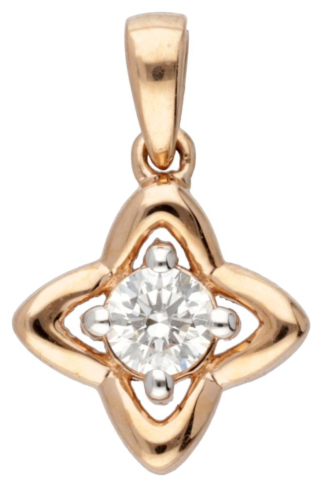 18K. Yellow gold pendant set with approx. 0.18 ct. diamond.