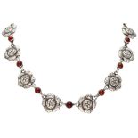 Early sterling silver no.5 necklace set with carnelian by Georg Jensen.