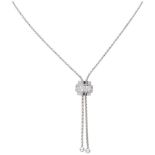 18K. White gold Piaget 'Possession' lariat necklace set with approx. 0.60 ct. diamond.