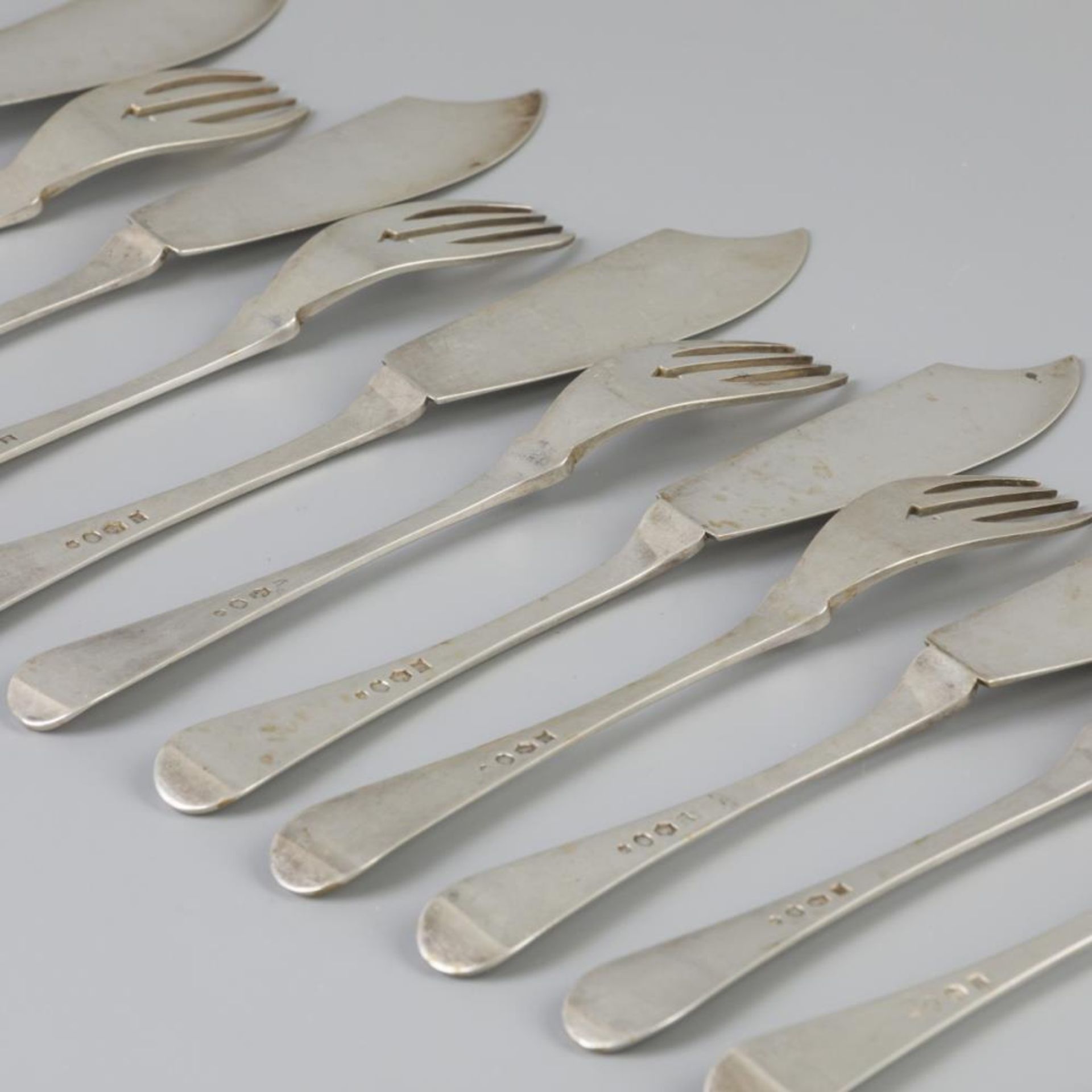 12 piece silver fish cutlery set. - Bild 3 aus 5