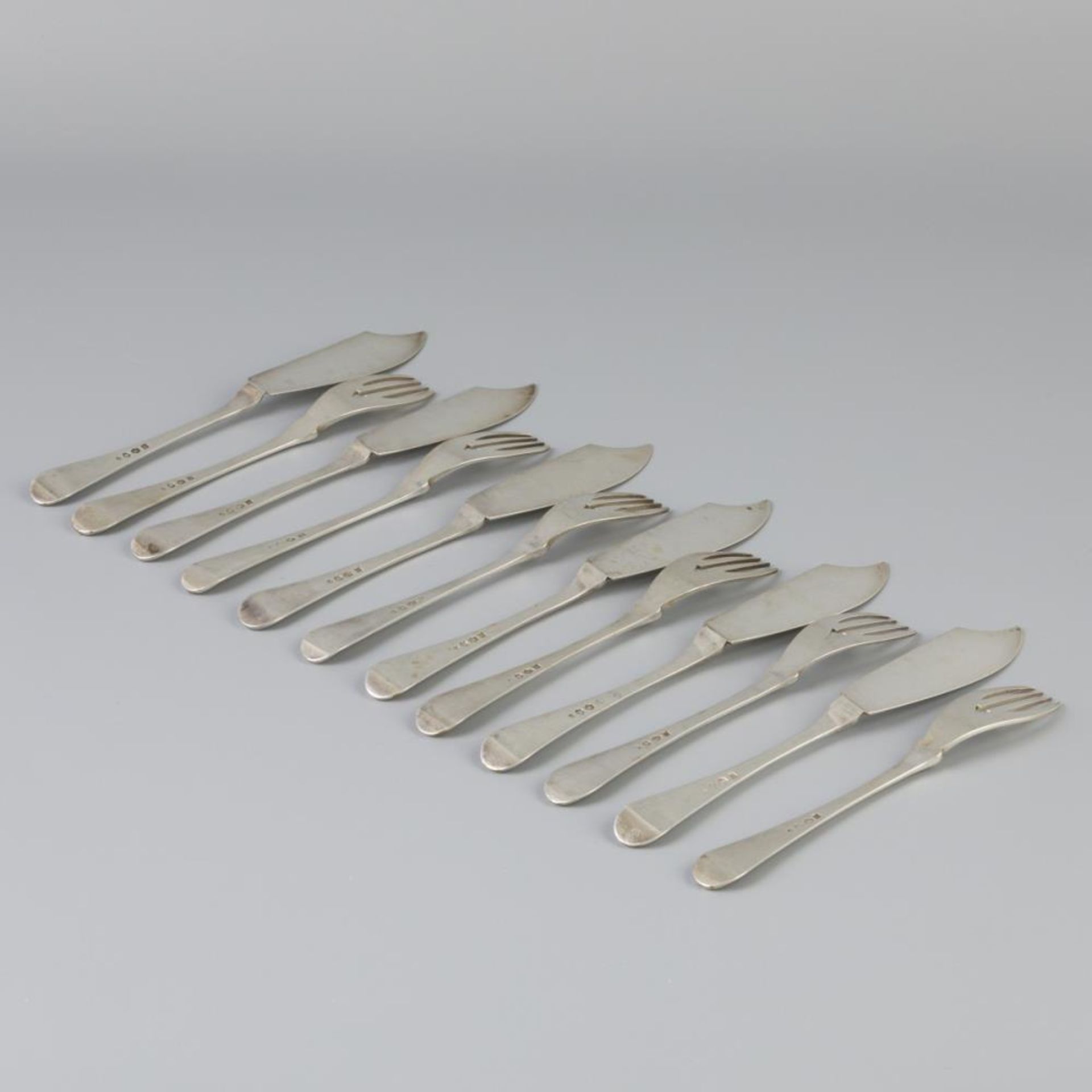 12 piece silver fish cutlery set. - Bild 4 aus 5